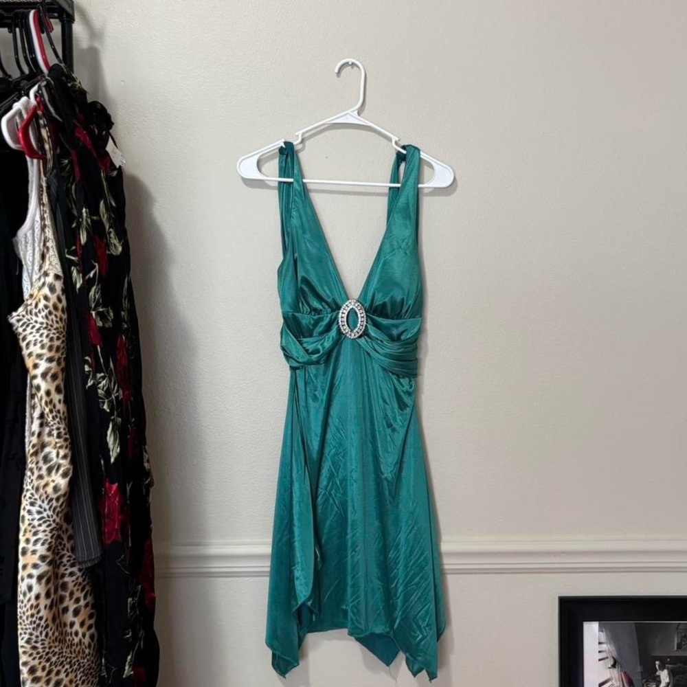 My Michelle Shimmering Teal Dress